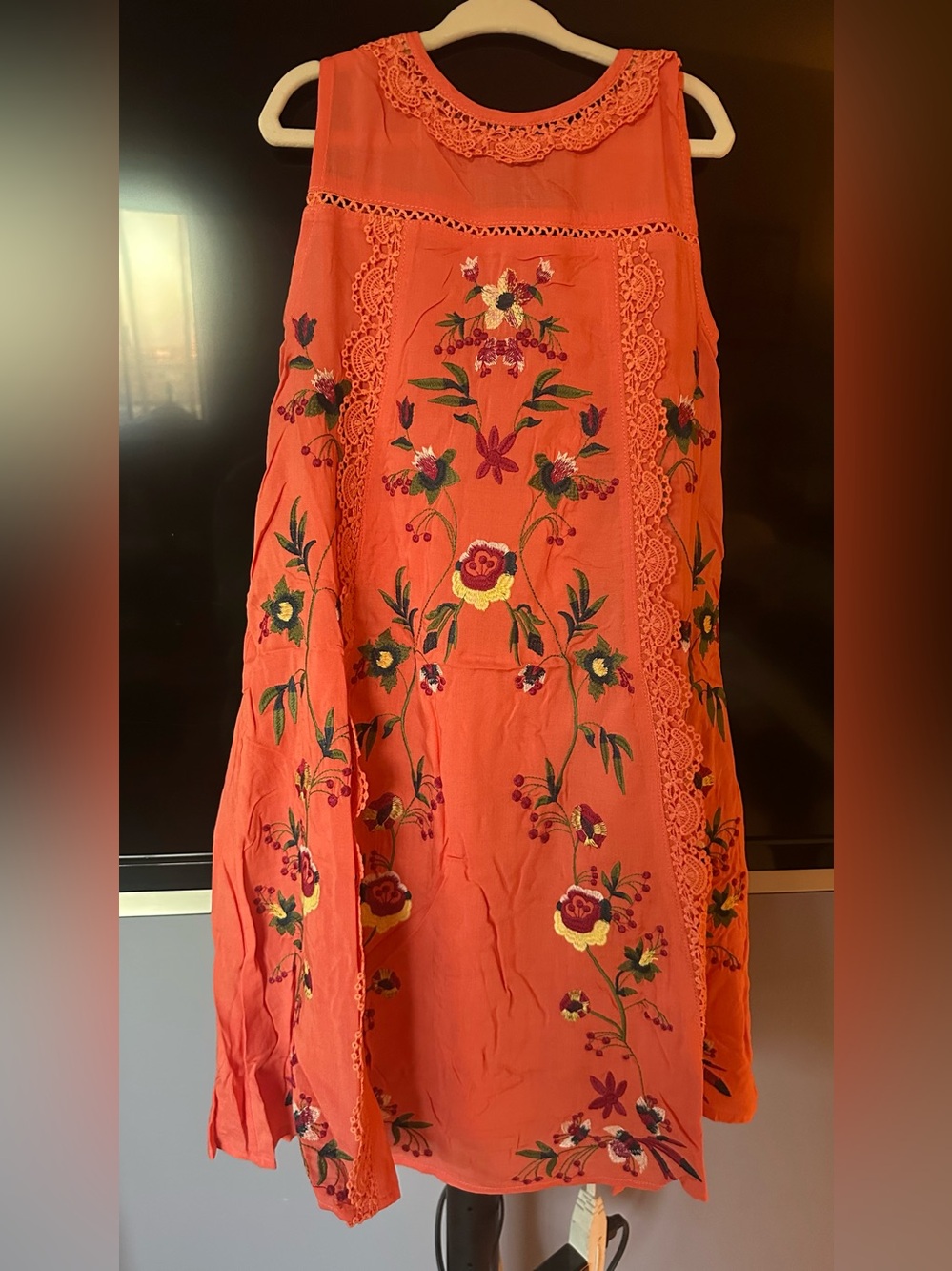 Girls Embroidered Floral Lace Detail Dress